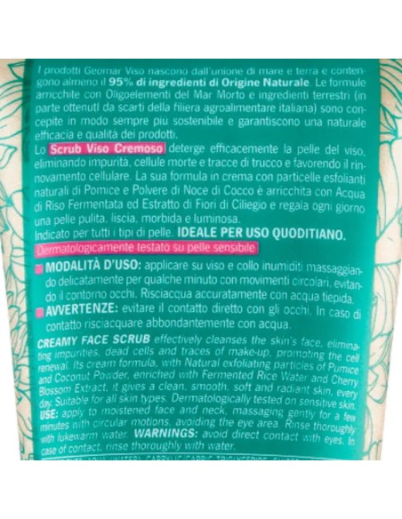 geomar scrub viso cremoso 150ml - 2in1 esfolia e deterge - 95% naturale: tuttocasashop.it: igiene e cura della persona