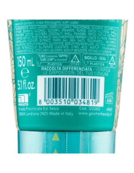 geomar scrub viso cremoso 150ml - 2in1 esfolia e deterge - 95% naturale: tuttocasashop.it: igiene e cura della persona