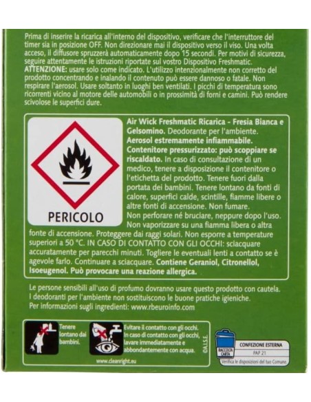 air wick fresh matic diffusore + ricarica - fresia bianca e gelsomino: tuttocasashop.it: pulizia e cura della casa