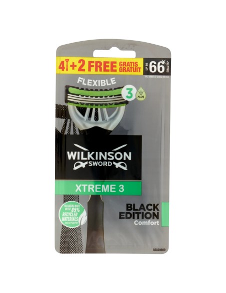wilkinson xtreme3 rasoi radi & getta trilama - 6 pezzi - black edition: tuttocasashop.it: igiene e cura della persona