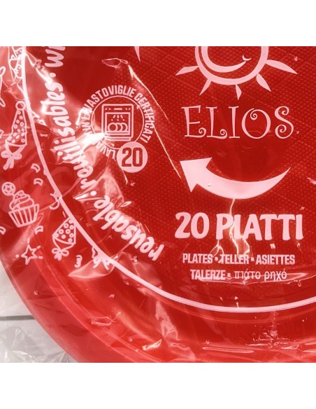 elios 20 piatti in plastica riutilizzabili diametro 21cm - piani - rossi: tuttocasashop.it: carta & monouso