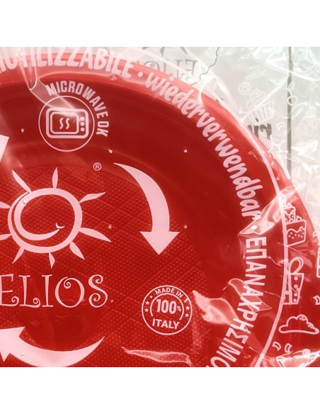 elios 20 piatti in plastica riutilizzabili diametro 21cm - piani - rossi: tuttocasashop.it: carta & monouso