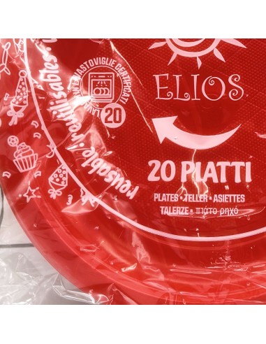 elios 20 piatti in plastica riutilizzabili diametro 21cm - fondi - rossi: tuttocasashop.it: carta & monouso