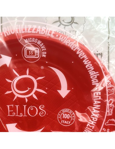 elios 20 piatti in plastica riutilizzabili diametro 21cm - fondi - rossi: tuttocasashop.it: carta & monouso
