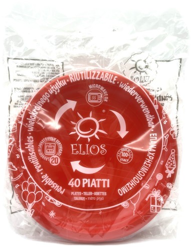elios 40 piatti monouso in plastica formato dessert - diametro 17cm - rossi: tuttocasashop.it: carta & monouso