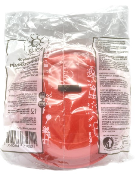 elios 40 piatti monouso in plastica formato dessert - diametro 17cm - rossi: tuttocasashop.it: carta & monouso