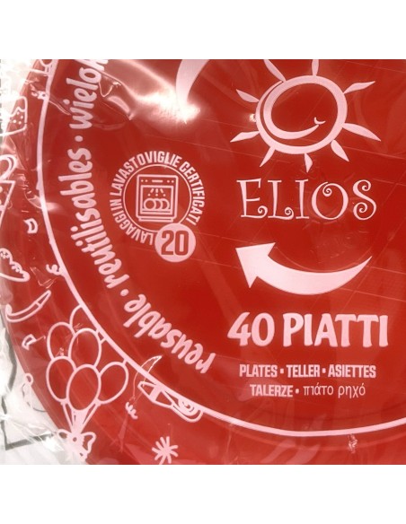 elios 40 piatti monouso in plastica formato dessert - diametro 17cm - rossi: tuttocasashop.it: carta & monouso