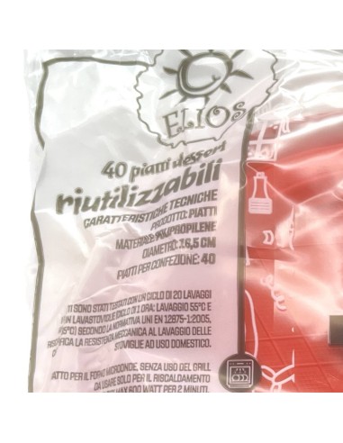 elios 40 piatti monouso in plastica formato dessert - diametro 17cm - rossi: tuttocasashop.it: carta & monouso