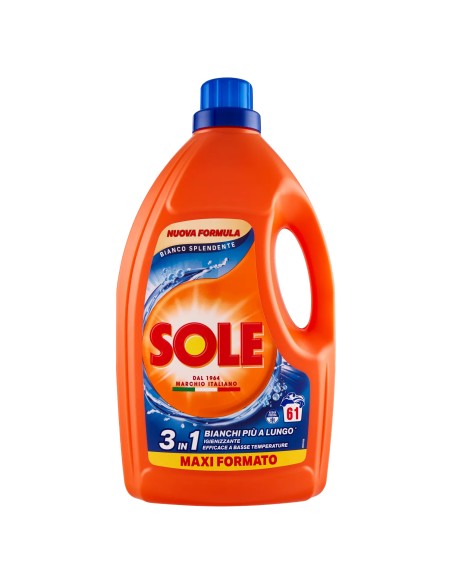 sole deterivo lavatrice liquido 61 lavaggi - 2745ml - bianco splendente: tuttocasashop.it: prodotti per bucato e tessuti