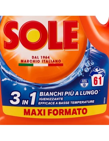 sole deterivo lavatrice liquido 61 lavaggi - 2745ml - bianco splendente: tuttocasashop.it: prodotti per bucato e tessuti