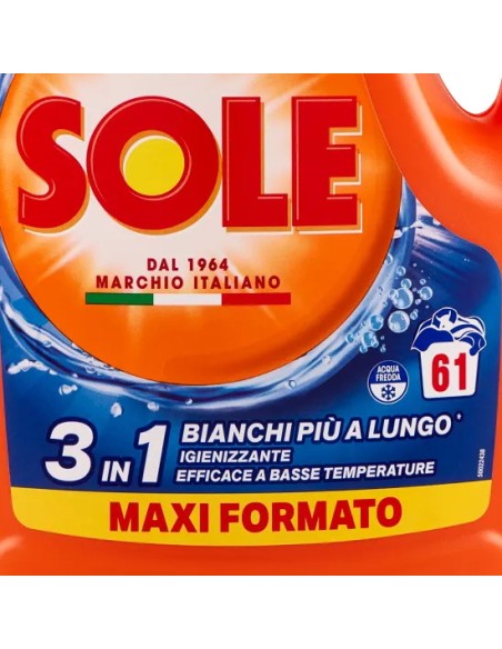 sole deterivo lavatrice liquido 61 lavaggi - 2745ml - bianco splendente: tuttocasashop.it: prodotti per bucato e tessuti