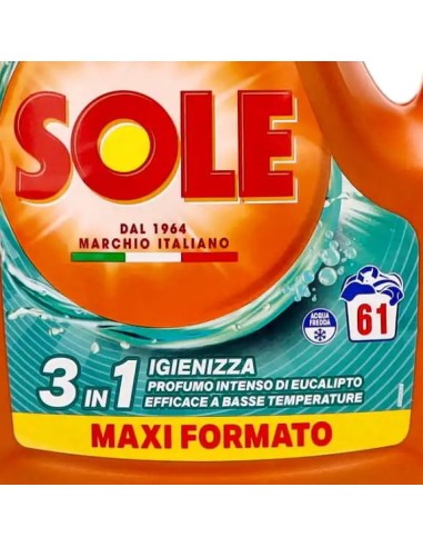 sole deterivo lavatrice liquido 61 lavaggi - 2745ml - igiene e freschezza: tuttocasashop.it: prodotti per bucato e tessuti