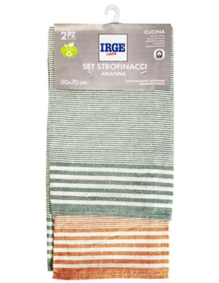 irge casa arianna - set 2 strofinacci multiuso - 50x70cm: tuttocasashop.it: pulizia e cura della casa