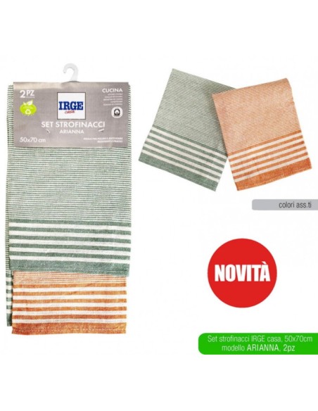 irge casa arianna - set 2 strofinacci multiuso - 50x70cm: tuttocasashop.it: pulizia e cura della casa