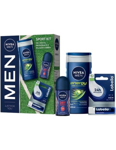 nivea men sport cofanetto: deo roll-on + doccia 250ml + labello: tuttocasashop.it: igiene e cura della persona
