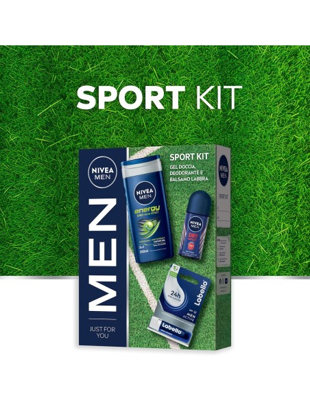 nivea men sport cofanetto: deo roll-on + doccia 250ml + labello: tuttocasashop.it: igiene e cura della persona