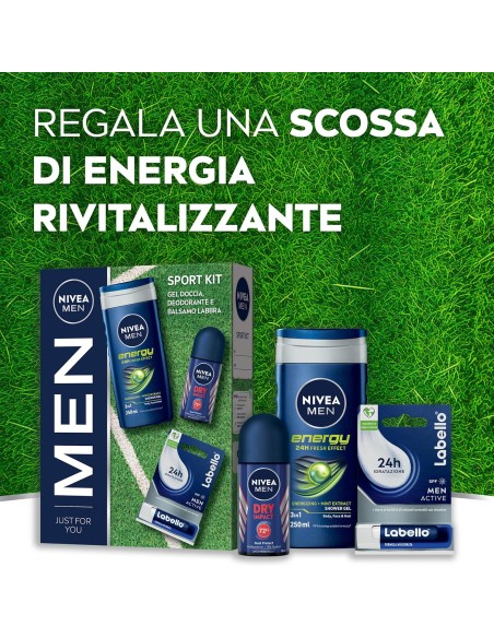 nivea men sport cofanetto: deo roll-on + doccia 250ml + labello: tuttocasashop.it: igiene e cura della persona