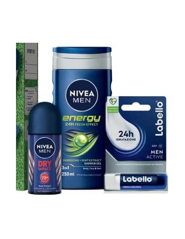 nivea men sport cofanetto: deo roll-on + doccia 250ml + labello: tuttocasashop.it: igiene e cura della persona