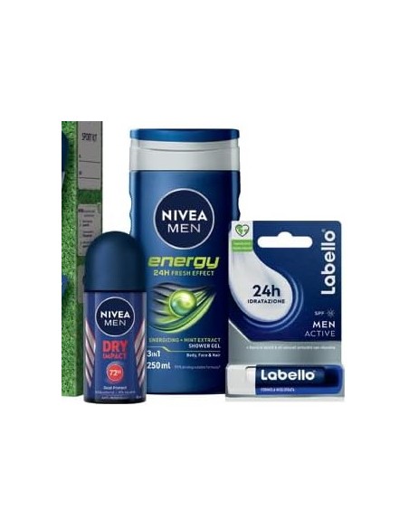 nivea men sport cofanetto: deo roll-on + doccia 250ml + labello: tuttocasashop.it: igiene e cura della persona