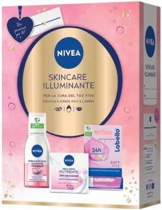 nivea skincare illuminante cofanetto: crema giorno + struccante + labello: tuttocasashop.it: igiene e cura della persona