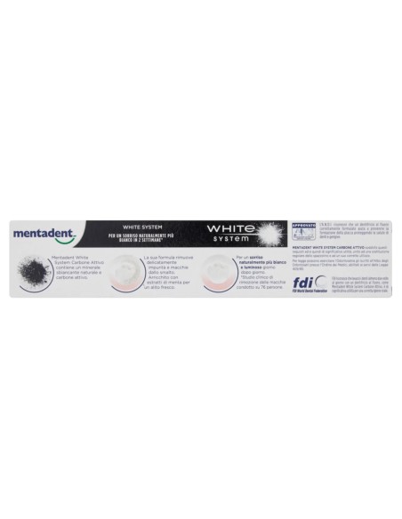 mentadent dentifricio - 75ml - white system - carbone attivo - sbiancante: tuttocasashop.it: igiene e cura della persona