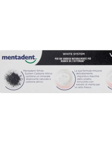 mentadent dentifricio - 75ml - white system - carbone attivo - sbiancante: tuttocasashop.it: igiene e cura della persona