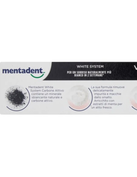 mentadent dentifricio - 75ml - white system - carbone attivo - sbiancante: tuttocasashop.it: igiene e cura della persona