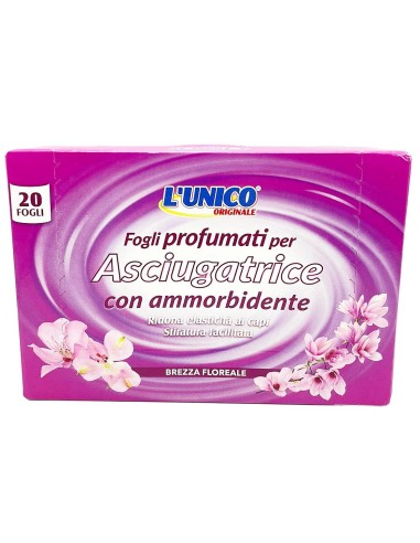 l'unico 20 fogli profumati per asciugatrice con ammorbidente - br. floreale: tuttocasashop.it: prodotti per bucato e tessuti