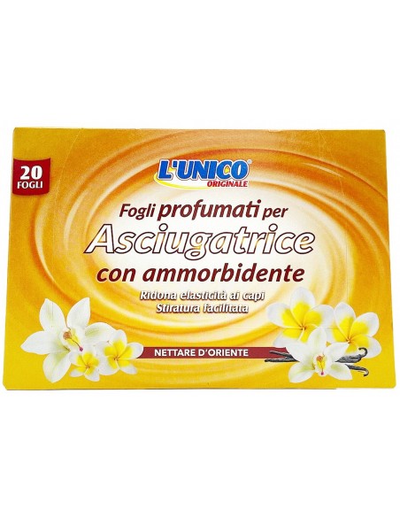 l'unico 20 fogli profumati per asciugatrice con ammorbidente nettare oriente: tuttocasashop.it: prodotti per bucato e tessuti