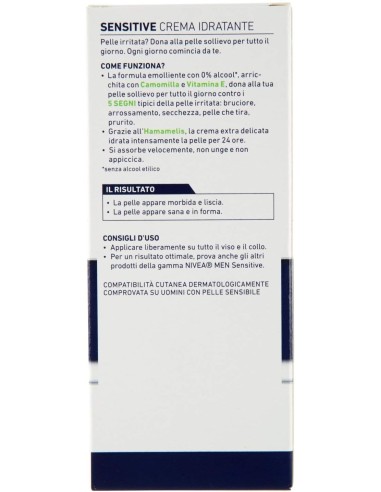 nivea for men crema idratante 75ml - sensitive - 24h di sollievo: tuttocasashop.it: igiene e cura della persona