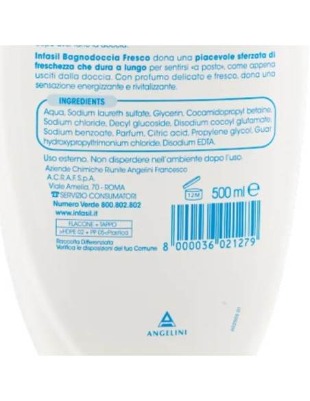 infasil bagnodoccia - 500ml - fresco rivitalizzante - ph 5.5 fisiologico: tuttocasashop.it: igiene e cura della persona