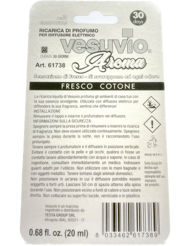vesuvio ricarica deodorante elettrico compatibile ambipur freschezza cotone: tuttocasashop.it: pulizia e cura della casa