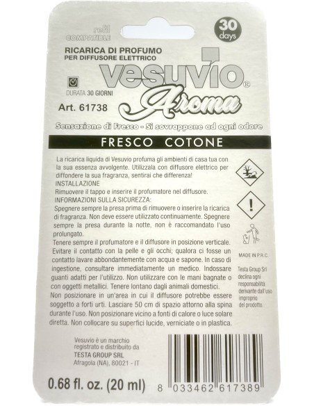 vesuvio ricarica deodorante elettrico compatibile ambipur freschezza cotone: tuttocasashop.it: pulizia e cura della casa