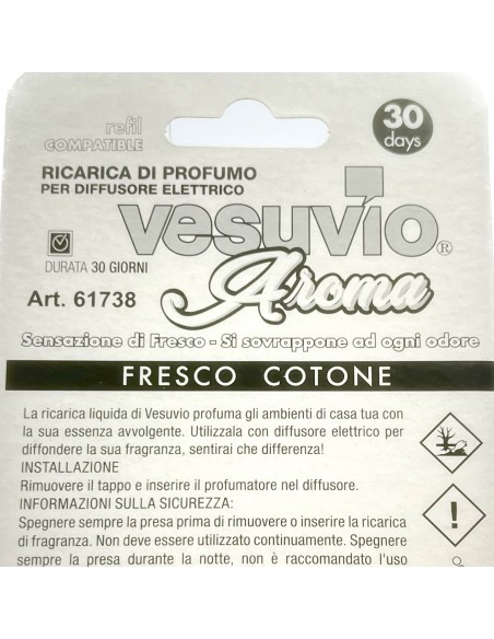 vesuvio ricarica deodorante elettrico compatibile ambipur freschezza cotone: tuttocasashop.it: pulizia e cura della casa