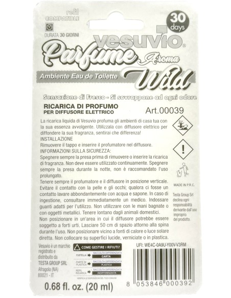 vesuvio ricarica deodorante elettrico compatibile ambipur - wild: tuttocasashop.it: pulizia e cura della casa