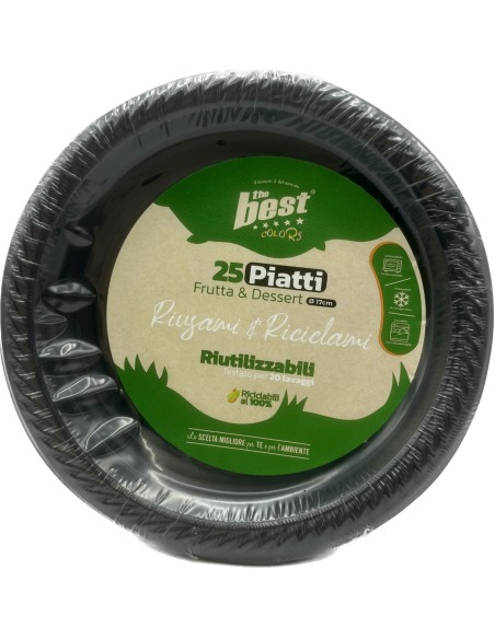 the best 25 piatti plastica riutilizzabili - dessert diametro 17cm - nero: tuttocasashop.it: carta & monouso