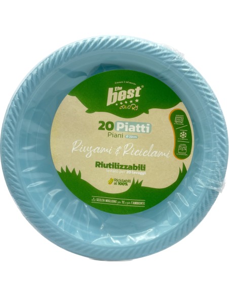 the best 20 piatti plastica riutilizzabili - piani diametro 22cm - azzurro: tuttocasashop.it: carta & monouso