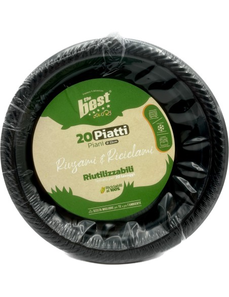 the best 20 piatti plastica riutilizzabili - piani diametro 22cm - nero: tuttocasashop.it: carta & monouso