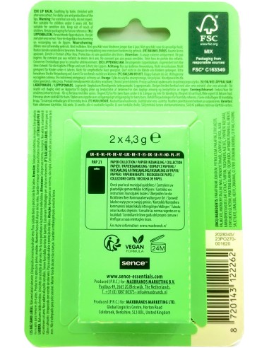 sence lip balm - 2 stick protettivo labbra da 4.3g - aloe vera: tuttocasashop.it: igiene e cura della persona