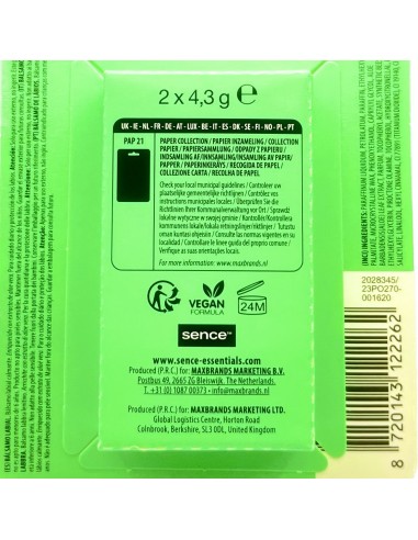 sence lip balm - 2 stick protettivo labbra da 4.3g - aloe vera: tuttocasashop.it: igiene e cura della persona