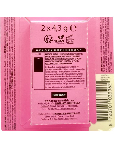 sence lip balm - 2 stick protettivo labbra da 4.3g - sensitive: tuttocasashop.it: igiene e cura della persona