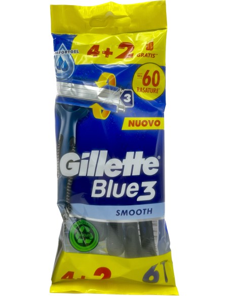 gillette blue 3 - 6 rasoi con testina oscillante lubrificante a tripla lama: tuttocasashop.it: igiene e cura della persona