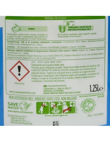 ajax pavimenti detergente liquido - 1250ml - disinfettante: tuttocasashop.it: pulizia e cura della casa