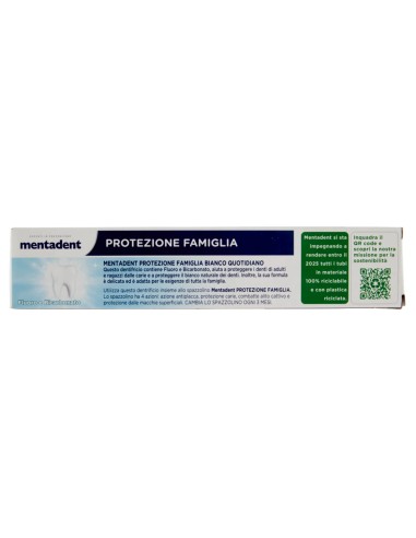 mentadent dentifricio 75ml - protezione famiglia - bianco quotidiano: tuttocasashop.it: igiene e cura della persona