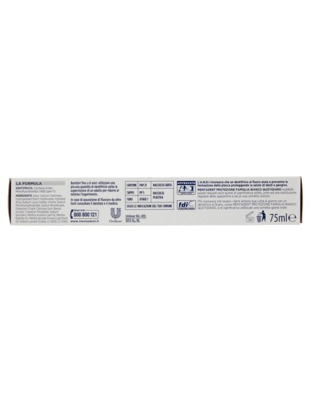 mentadent dentifricio 75ml - protezione famiglia - bianco quotidiano: tuttocasashop.it: igiene e cura della persona