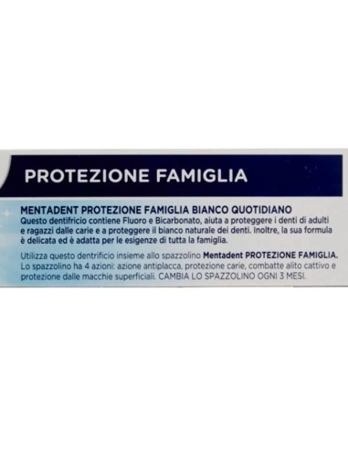 mentadent dentifricio 75ml - protezione famiglia - bianco quotidiano: tuttocasashop.it: igiene e cura della persona