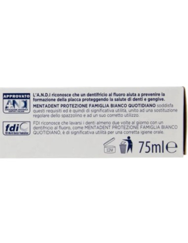 mentadent dentifricio 75ml - protezione famiglia - bianco quotidiano: tuttocasashop.it: igiene e cura della persona
