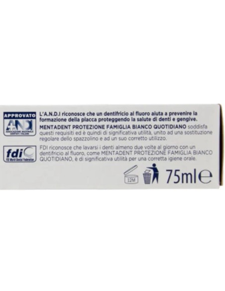 mentadent dentifricio 75ml - protezione famiglia - bianco quotidiano: tuttocasashop.it: igiene e cura della persona