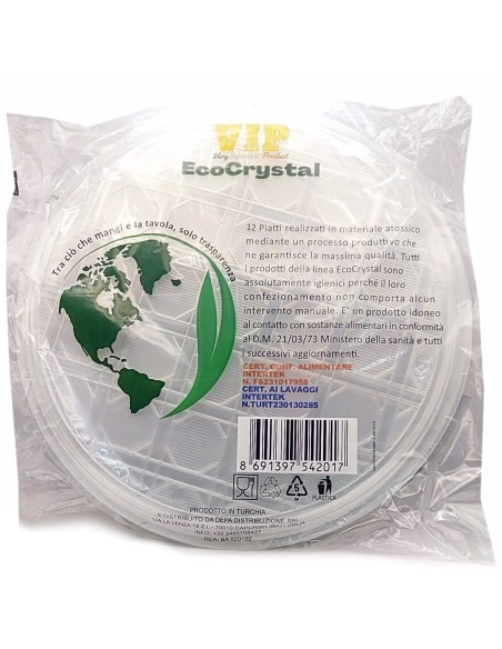 vip 12 piatti pizza in plastica riutilizzabili diametro 33cm - trasparenti: tuttocasashop.it: carta & monouso