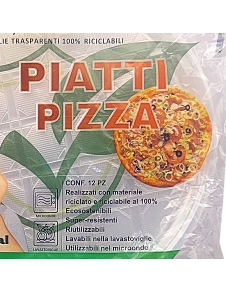 vip 12 piatti pizza in plastica riutilizzabili diametro 33cm - trasparenti: tuttocasashop.it: carta & monouso